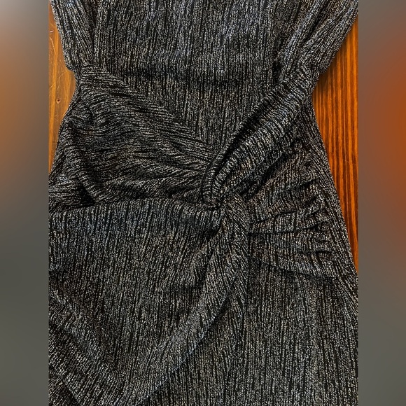 MANGO Lurex Metallic Black and Silver Knotted Dress - Picture 3 of 7